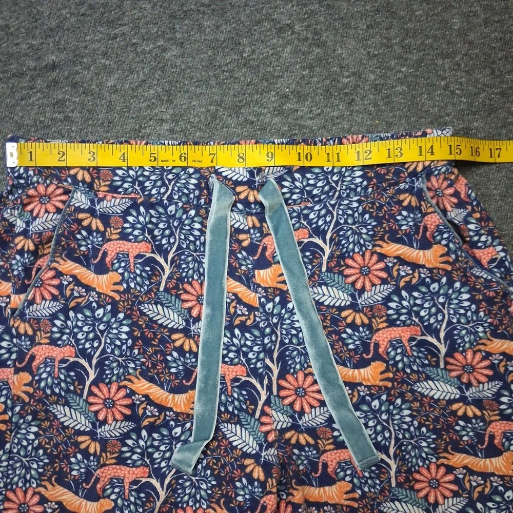 Boden Womens Cotton Flannel Pajama Set Tiger Leopard Floral Blue Orange Sz 8